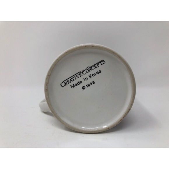 Floral Coffee Mug Creative Concepts 1993 Blue Basket Pink Flowers Polka Dots - Picture 6 of 6